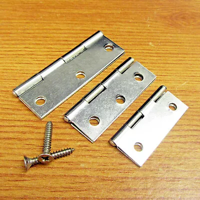 Stainless Steel* 3 Sizes* Butt Hinges Cabinet Lid Toybox Toolbox Lid With Screws • £2.74