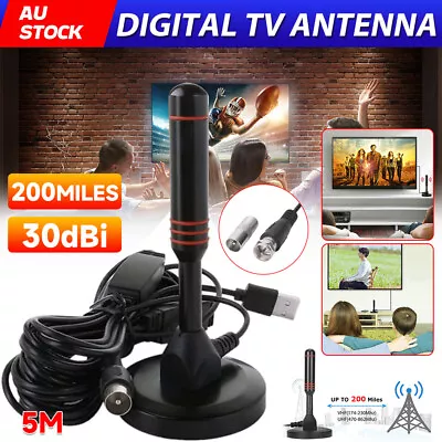 Portable Digital TV Antenna 200Mile Freeview Ariel Caravan Indoor Aerial Cable • $15.45