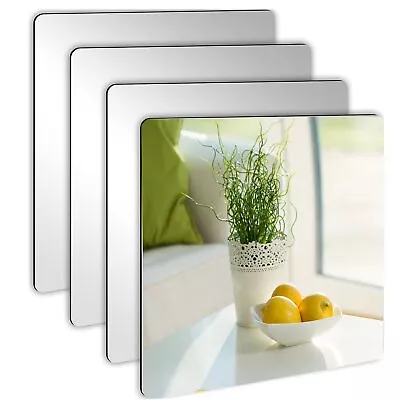 4Pcs Acrylic Mirror Sheet Self Adhesive Wall Mounted Home Décor Non Glass Sti... • $18.76