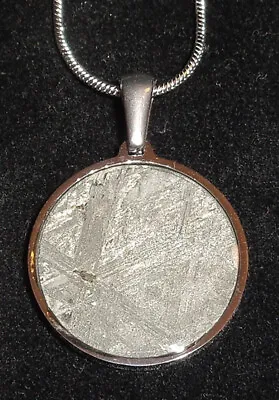 Meteorite Necklace Large Sliced Genuine Muonionalusta Meteor & 20  Silver Chain • $44.99