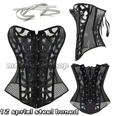 Plus Size Womens Steampunk Burlesque Basque Bustier Tops Corset  Sexy Lingerie • $25.79