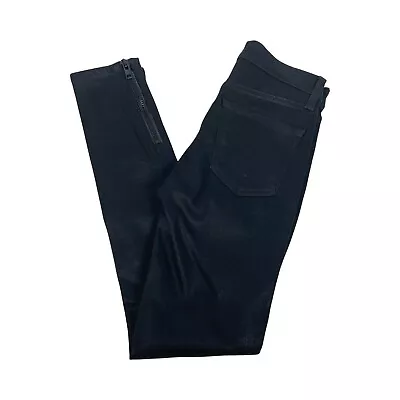J Brand Womens Zion Coated Black Ankle Jeans Size 24 Zipper Ankles $245 • $75