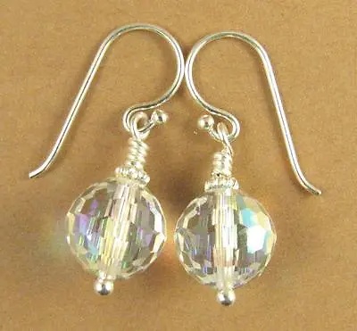 Crystal Rainbow Disco Ball Earrings. Made W/ Swarovski Elements. Silver 925. • £18