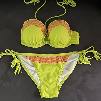Ladies Debenhams Matthew Williamson Butterfly Lime Green Bikini Size Uk 10 34B • £9.99