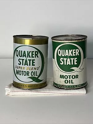 Lot QUAKER STATE SUPER BLEND Motor Oil Can Metal 1 Qt Full Q Logo Plus Other Can • $27.99