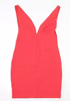Oh My Love Womens Red Polyester Pencil Dress Size L V-Neck Pullover • £5.75