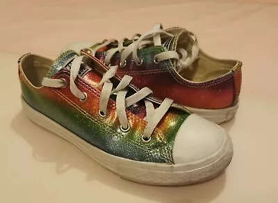 Glitter Metallic Rainbow Converse Pumps Trainers Multi Coloured Bright Size 3  • £10