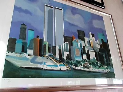 Marcel Mouly New York  TWIN TOWERS   Historic H/S Serigraph With COA 21 X28  • $899