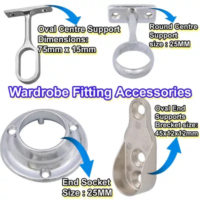 £1.99 • Buy Wardrobe Fitting Accessories Fitting Tube Hanging Bracket Center End Brackets