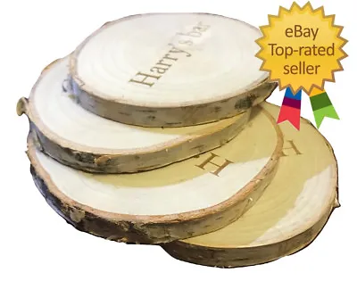 £5 • Buy Engraved Coasters Natural Wooden Bark Coaster Personalised Bespoke Gift Set
