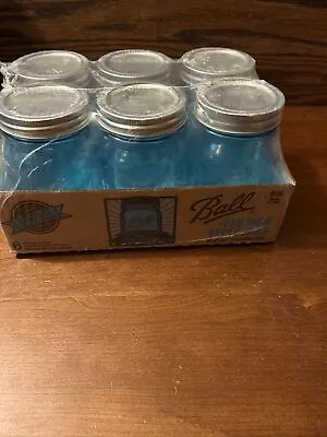 New Ball Pint Mason Jars W/Lids Canning Vintage Heritage Collection Blue 6/Pk • $29