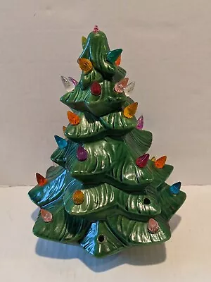 Vintage 1977 Green Ceramic 8  Christmas Tree Multi Colored Lights • $39.99