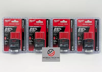 Milwaukee M12 CP2.5 2.5Ah 12V HIGH OUTPUT 4 Pack X4 Battery (48-11-2425) OEM • $135.90