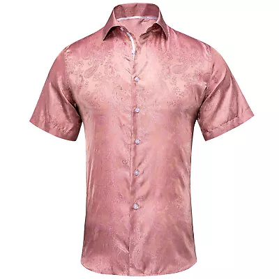 Light Purple Solid Mens Silk Shirt Long Sleeve Solid Casual Button Down Shirts • $19.99