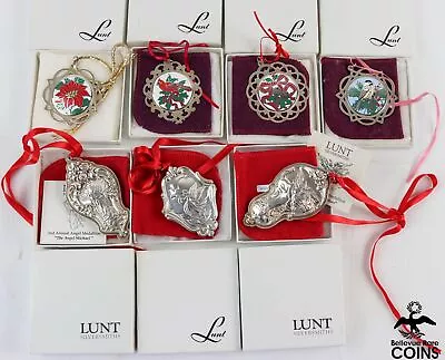 Lot Of 7: 1987-93 Vintage LUNT Enamel Sterling Silver Christmas Tree Ornaments • $0.99