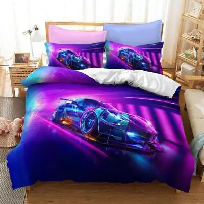 Dazzle Colour Racing Car Quilt Duvet Cover Set Bedclothes Bedding Children Kids • $63.99