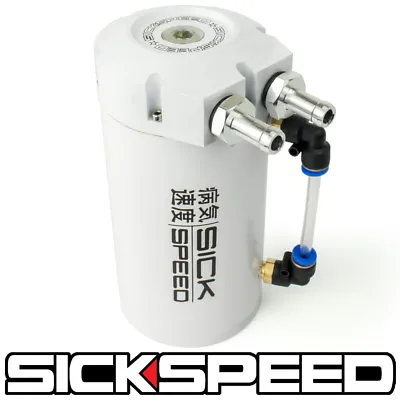 Sickspeed White Non Vented  Oil Catch Can Reservoir Tank Baffled Engine P1 • $69.88