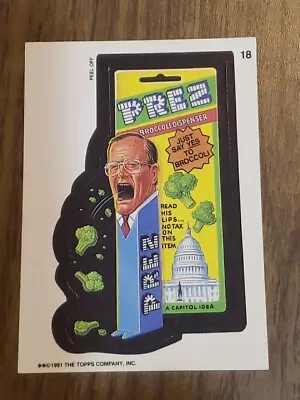 1991 Topps WACKY PACKAGES PREZ BROCCOLI DISPENSER#18 PEZ Parody GEORGE BUSH SR  • $5.99