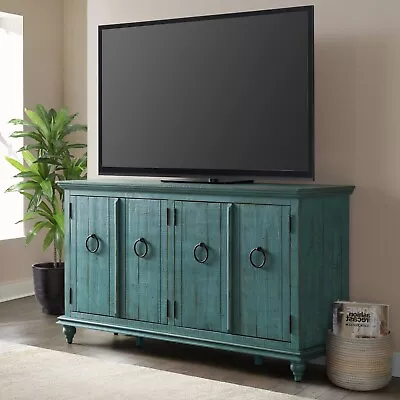 Farmhouse TV Stand Credenza Media Cabinet Console Solid Wood Rustic Green 65  • $799.99