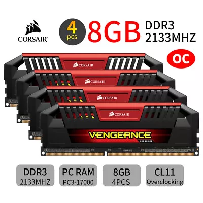 Corsair Vengeance Pro 32GB 4x 8GB DDR3 OC 2133MHz PC3-17000U Desktop Memory AR • $153.99