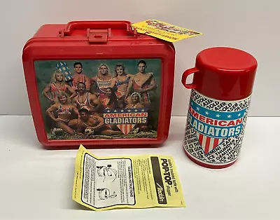 Vintage 1992 Aladdin AMERICAN GLADIATORS Lunch Box With Thermos • $30