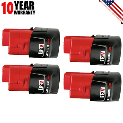 NEW FOR Milwaukee 48-11-2430 M12 Red Lithium CP 2.0 4-Pack Battery 48-11-2420 • $31.92