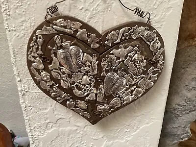 Wooden Milagro Heart 7 1/2” Vintage Hand Made USA • $34