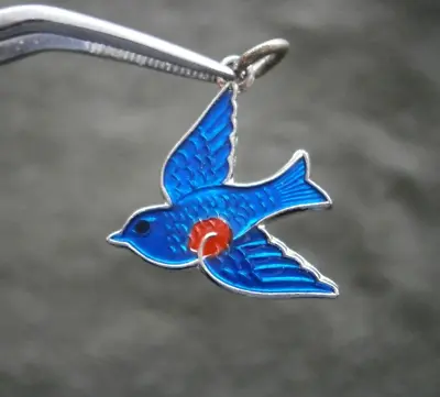 Bluebird Of Happiness Vintage 925 Sterling Silver Enamel Charm Pendant 1.3g • $19.50