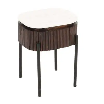 Jaxon Modern Mango Wood Marble Top And Metal Legs Bedside Table For Bedroom • £199