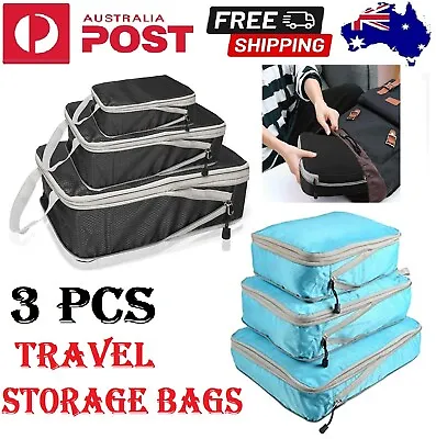 $23.69 • Buy 3Pcs Travel Luggage Organiser Cube Clothes Storage Pouch Suitcase Packing Bag AU