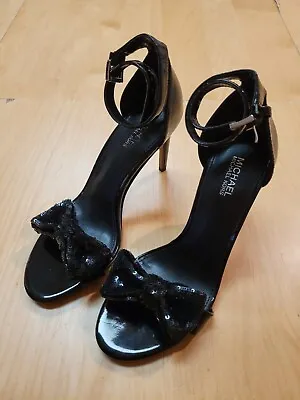 Michael Kors Shoes Womens Sz 5.5M Black Heels Pumps Stilettos With Ribbons Clean • $29.50