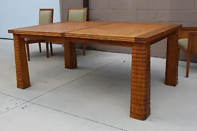 $3600 • Buy E.J. Victor Cuban Style Dining Table & Chairs Hand Scooped Wood 1980's