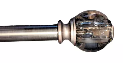 36 - 72 In Liz Claiborne 1  Smoked Ball Adjustable Curtain Rod - Pewter Finish • $49.99