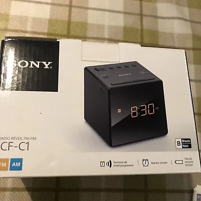 Sony ICF-C1 Black Cube FM/AM Analogue Tuner Radio Alarm Clock • £7.99