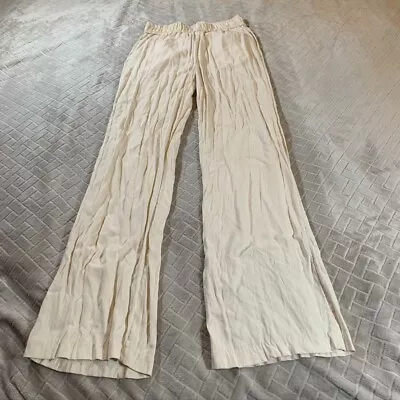 H&M Womens XS Pants Cream White Gauzy Flare High Rise Boho Festival Pull On • $11.99