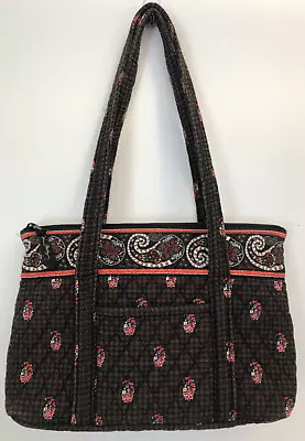 Vera Bradley Houndstooth Brown Medium Zip Tote Purse Bag Made In USA GUC • $8.99