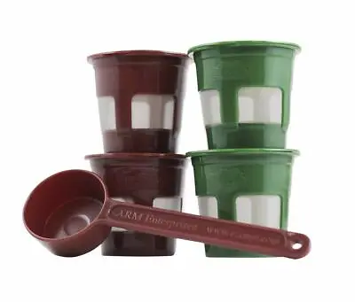 4-Pack Reusable Capsules K-Cup Coffee Pod Filter + Coffee Scoop Keurig • $9.99