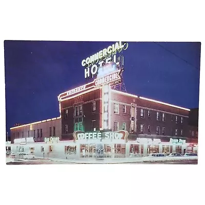 Commercial Hotel Casino Elko Nevada NV Cars Street Night Bar Coffee Postcard Vtg • $5.99