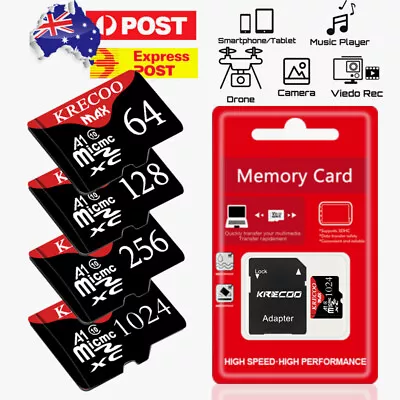 Micro SD Card 1TB 128GB 256GB SDXC U3 Class 10 TF Card Mobile Phone Tablet Lot • $17.33
