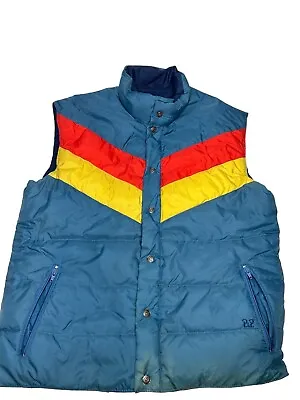 Vintage Ski-Daddle Pack-In Duck Down Puffer Vest Men’s S Rainbow Stripe Unisex • $55