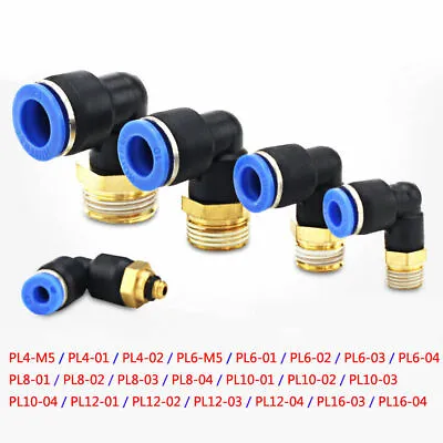 PL Pneumatic Male Thread Air Water Push In Swivel Elbow Fitting Connecter Tube  • $9.42