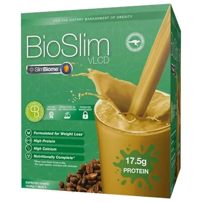 £24.62 • Buy BioSlim VLCD 12 X 46g Sachets - Espresso Shake (Coffee) SlimBiome® Weight Loss