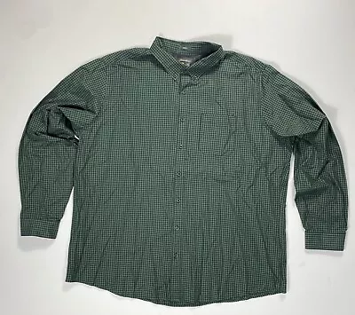 Eddie Bauer Travex Mens 3XLT Classic Fit Button Shirt Green Check Hiking Nature • $19.99
