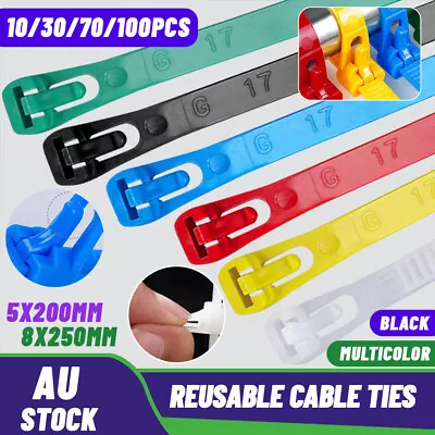 Cable Zip Ties Nylon Plastic Heavy Duty Releasable Reusable Wrap Wire Removable • $7.99