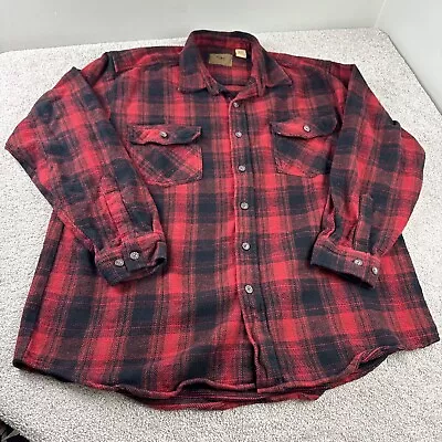 Moose Creek Men’s Black And Red Plaid Flannel Long Sleeve Shirt Shacket XL • $27.95