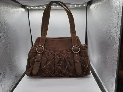 Vera Bradley Brown Microfiber Handbag With Buckles & Rose Lining • $22.99