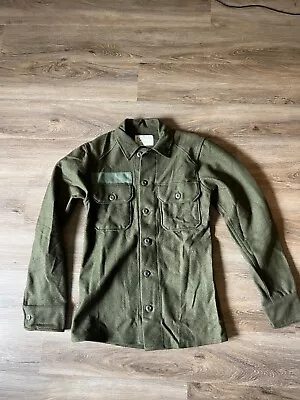 Vintage 70s U.S. Military Wool-Nylon Cold Weather Button Up Field Shirt Size Sm • $25.49