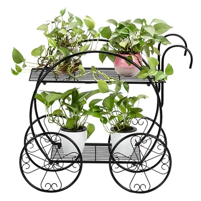 Garden Metal Plant Stand Holder Flower Pot Rack Display Shelf Indoor Outdoor Pat • $49.88