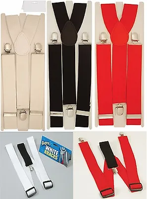 Mens Ladies Unisex Adjustable Slim Braces Trouser Suspenders Clip On Fancy Dress • £3.99