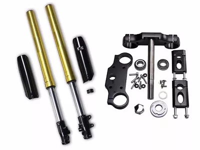 Front Fork Shock Suspension +Triple Tree Clamp Combo For Pit Pro Trail Dirt Bike • $199.19